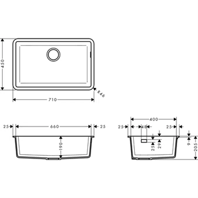 Under-mount sink 660