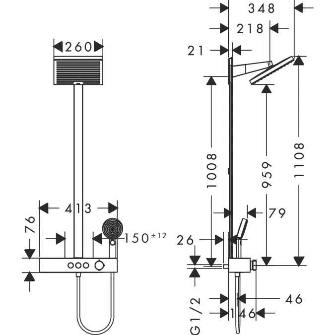 BIM objects - Free download! 24391CHN Pulsify E Showerpipe 260 2jet ...