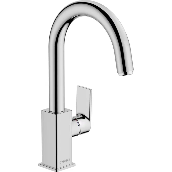 Vernis Shape Single lever basin mixer with swivel spout and pop-up waste set