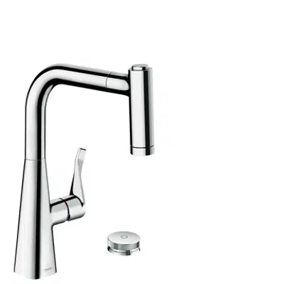 Image for 2-hole single lever kitchen mixer with pull-out spray