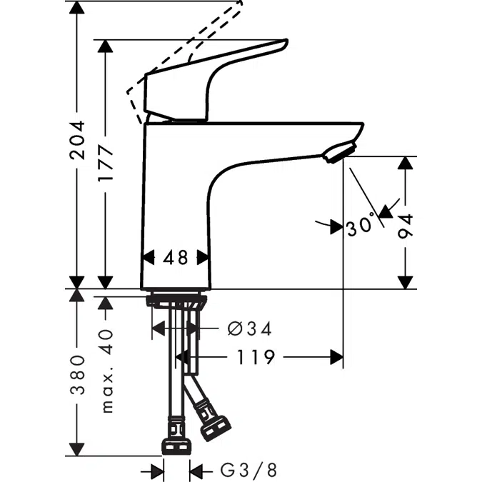 Focus Single lever basin mixer 100 CoolStart without waste set DZR