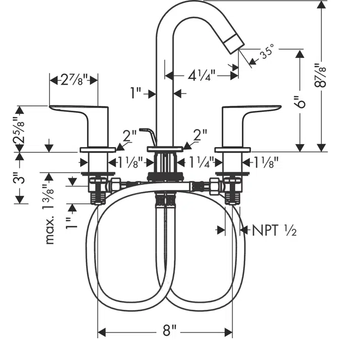 Logis 3-hole basin mixer 150 with pop-up waste set