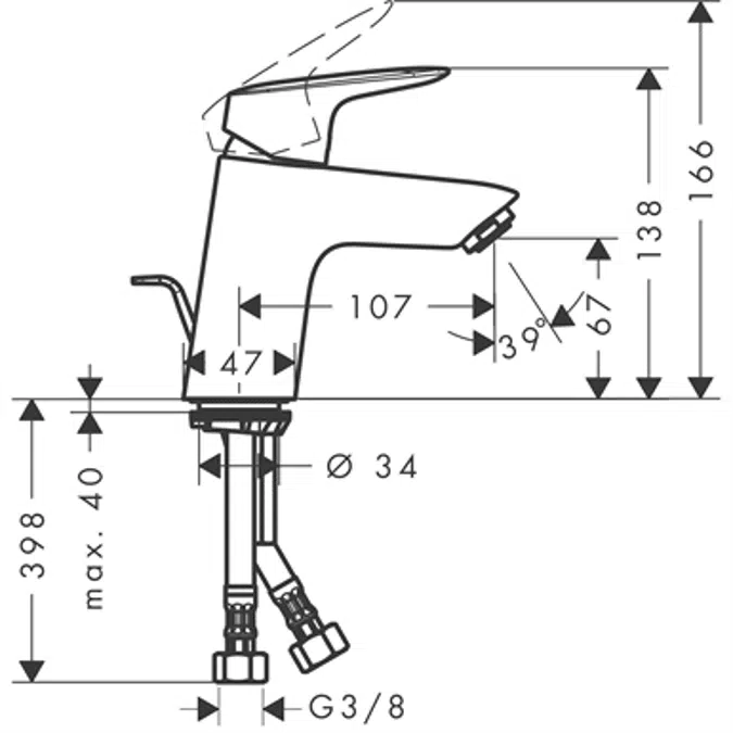 Logis Single lever basin mixer 70 with pop-up waste set