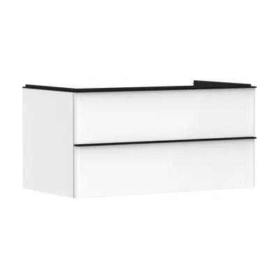 afbeelding voor Xelu Q Vanity unit High Gloss White 980/550 with 2 drawers for consoles with bowl