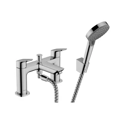 Image for Logis 2-hole rim mounted bath mixer with diverter valve and Vernis Blend hand shower Vario
