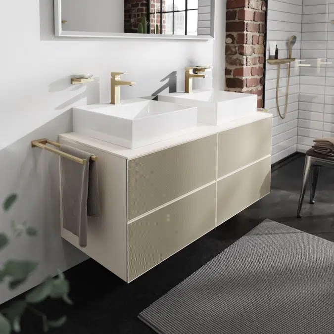 54197XXX Xevolos E Vanity unit Sand Matt Beige 1370/550 with 4 drawers for console with 2 cutouts
