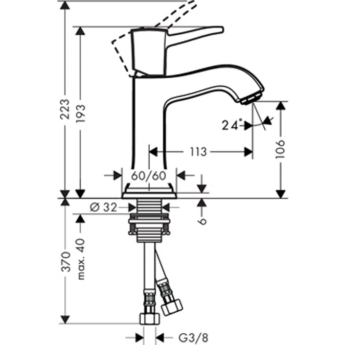 Metropol Classic Single lever basin mixer 110 with lever handle without waste set