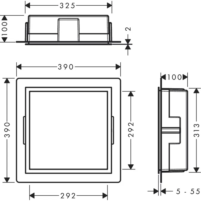 XtraStoris Individual Wall niche Brushed Stainless Steel with design frame 30 x 30 x 10 cm