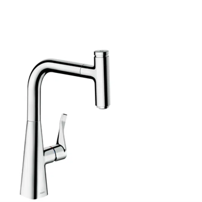 Single lever kitchen mixer with pull-out spout