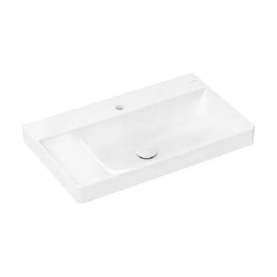 61033XXX Xelu Q Countertop basin ground with shelf left 800/480 with tap hole without overflow, SmartClean 이미지