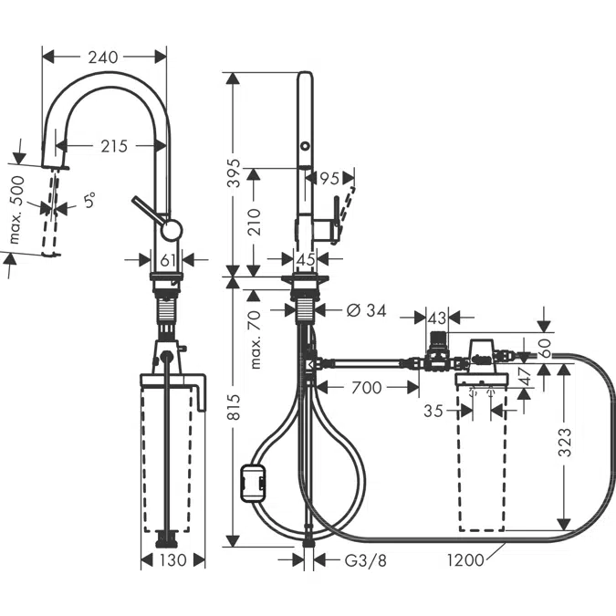 Aqittura M91 FilterSystem 210, pull-out spout, 1jet