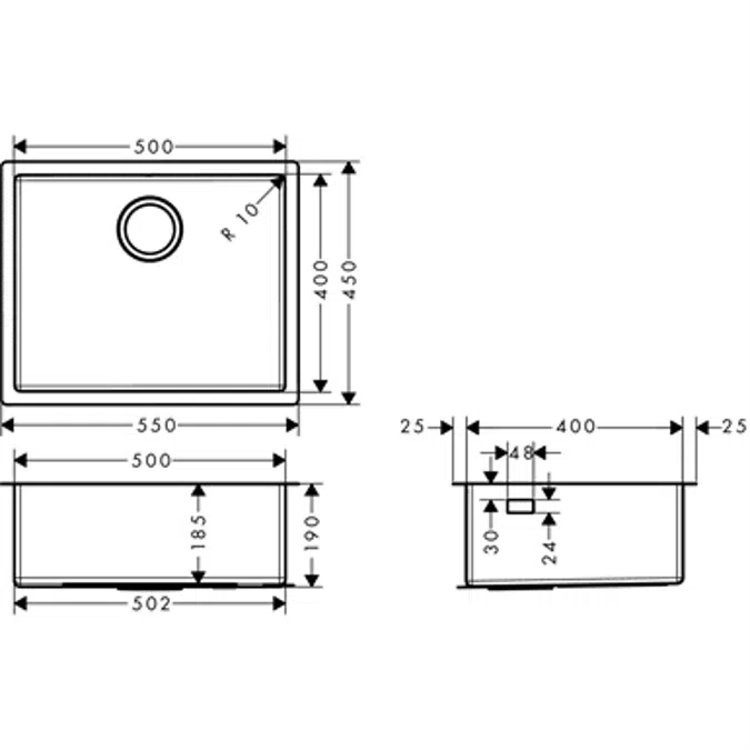 Under-mount sink 500