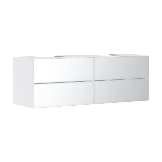 Xevolos E Vanity unit Matt White 1570/550 with 4 drawers for consoles with 2 countertop basins ground