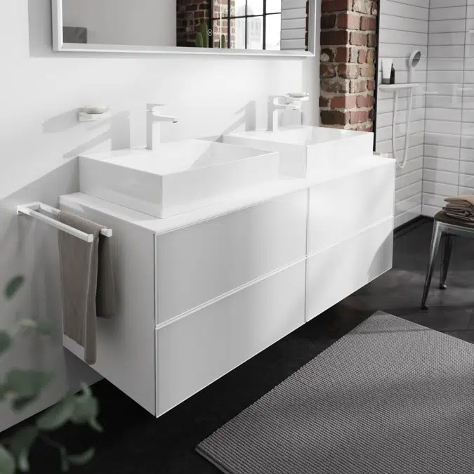54199XXX Xevolos E Vanity unit Matt White 1570/550 with 4 drawers for console with 2 cutouts