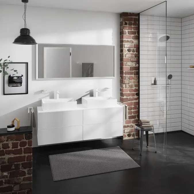 54199XXX Xevolos E Vanity unit Matt White 1570/550 with 4 drawers for console with 2 cutouts