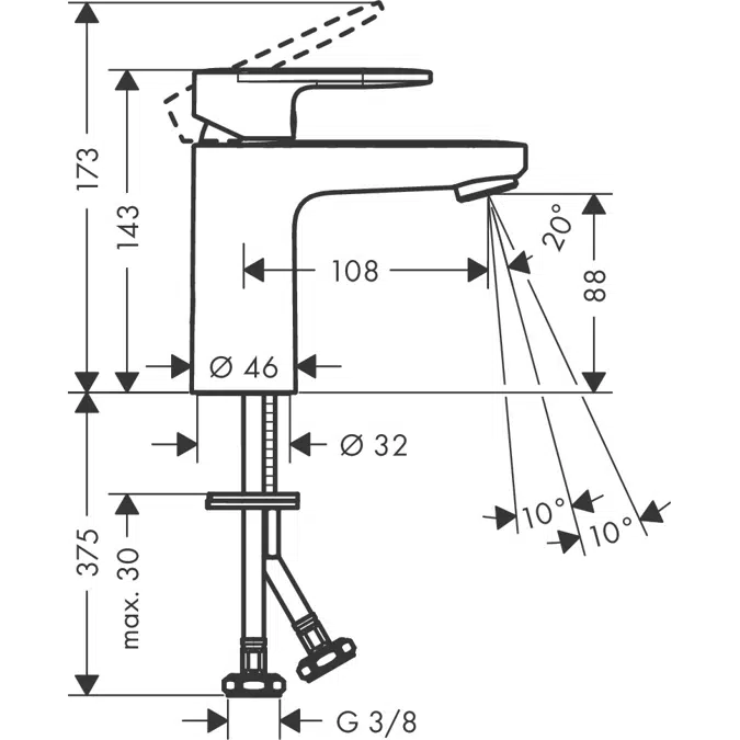 Vernis Blend Single lever basin mixer 100 without waste set