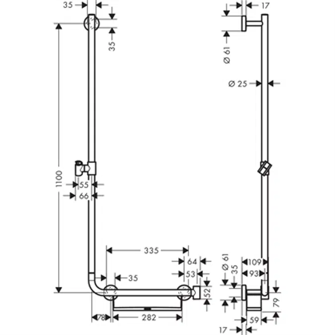 Unica Brausestange Comfort 110 cm links 26403400