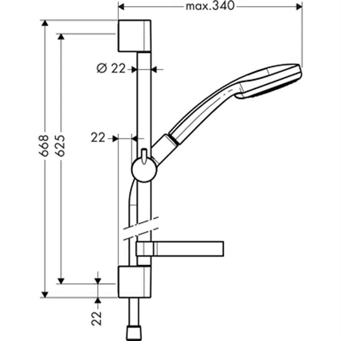 Croma 100 Brauseset Vario mit Brausestange 65 cm und Seifenschale 27772000