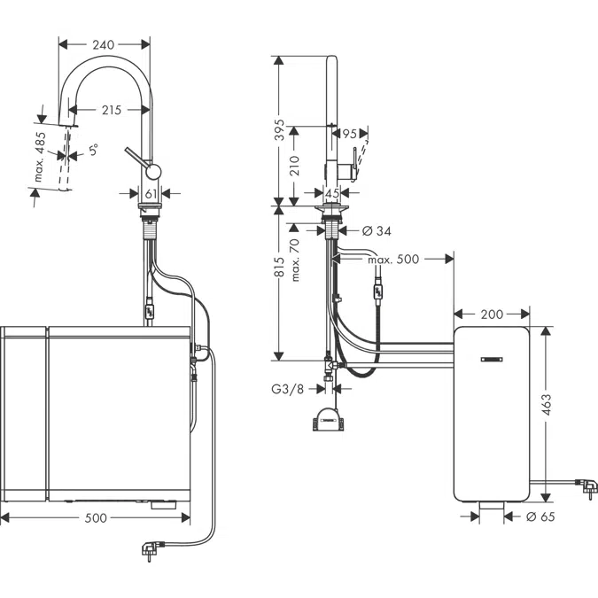 Aqittura M91 SodaSystem 210, pull-out spout, 1jet, sBox lite