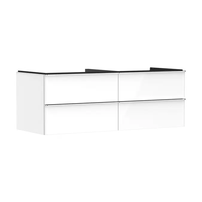 Xelu Q Vanity unit High Gloss White 1360/550 with 4 drawers for consoles with bowl