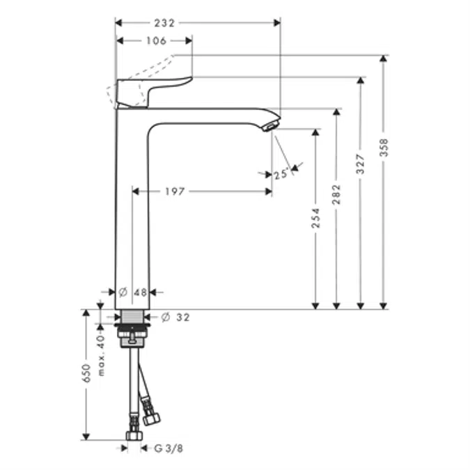 Metris Single lever basin mixer 260 for washbowls without waste set