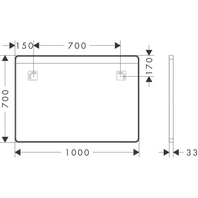 54959XXX Xarita Lite Q Mirror with horizontal LED lights 1000/30 for  wall switch