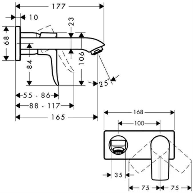 Metris Single lever basin mixer for concealed installation wall-mounted with spout 16.5 cm
