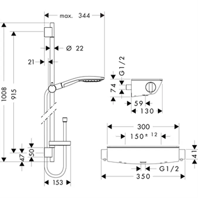 Raindance Select S Shower system for exposed installation