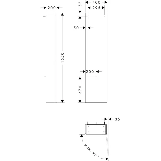 54286XXX Xilesa E Tall cabinet 400/200, door hinge right
