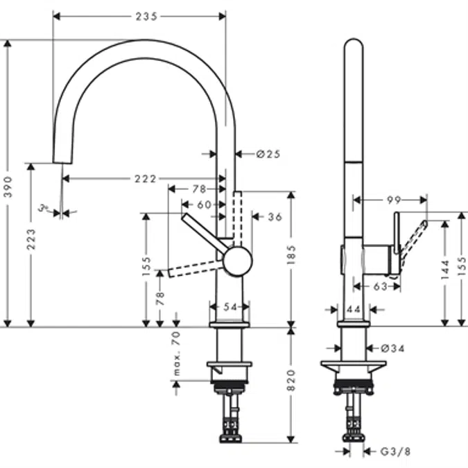 Talis M54 Single lever kitchen mixer 220, 1jet