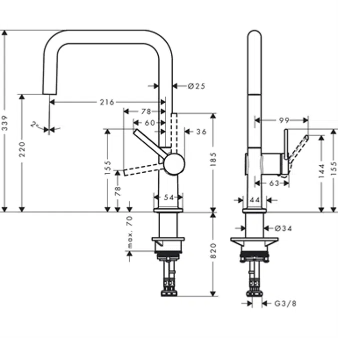 Talis M54 Single lever kitchen mixer U 220, 1jet
