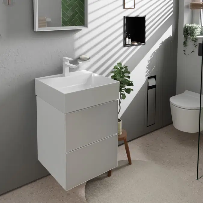 54172XXX Xevolos E Vanity unit Matt White 480/475 with 2 drawers for handrinse basin
