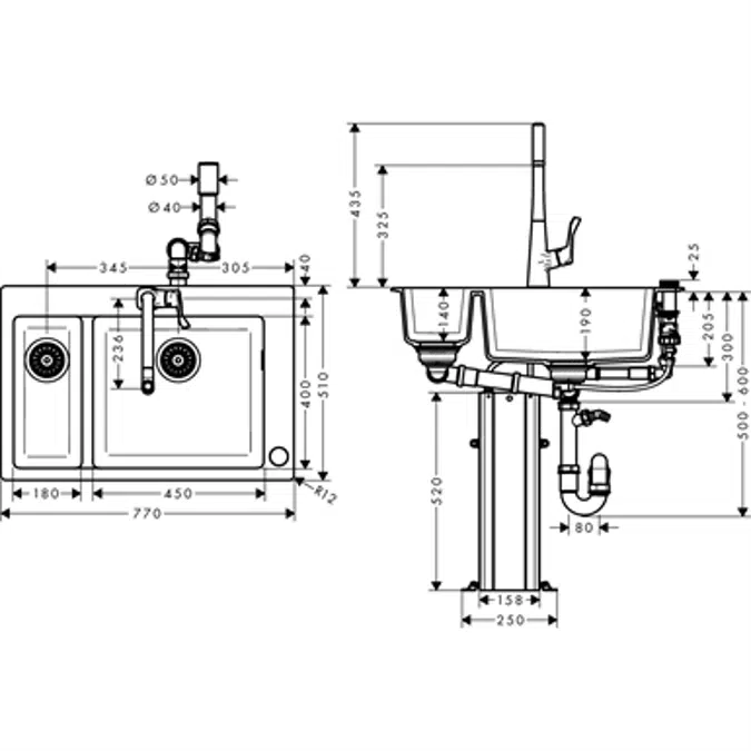 Sink combi 180/450 Select