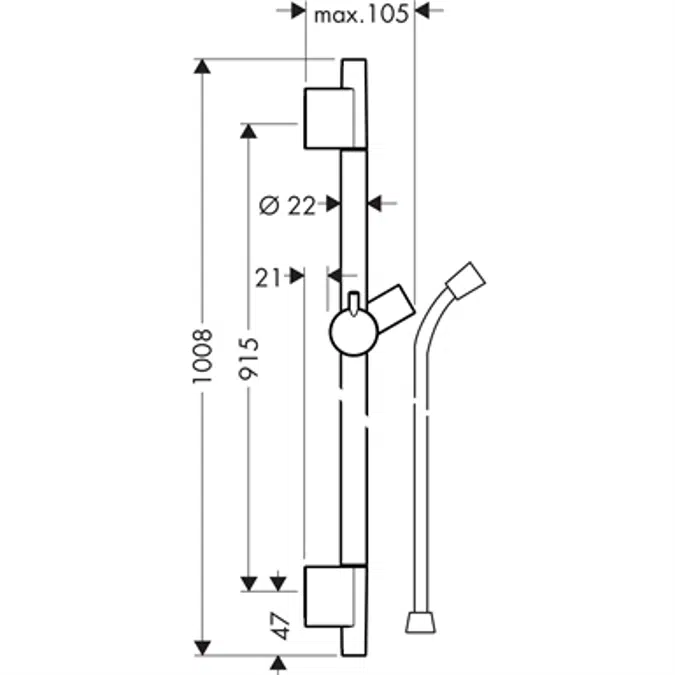 Unica Shower bar S Puro 90 cm with shower hose