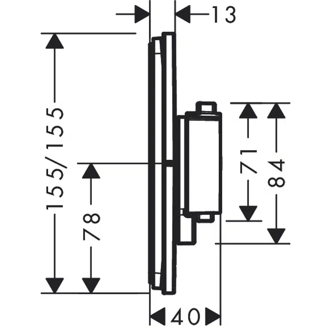 ShowerSelect Comfort E  Thermostat for concealed installation for 2 functions