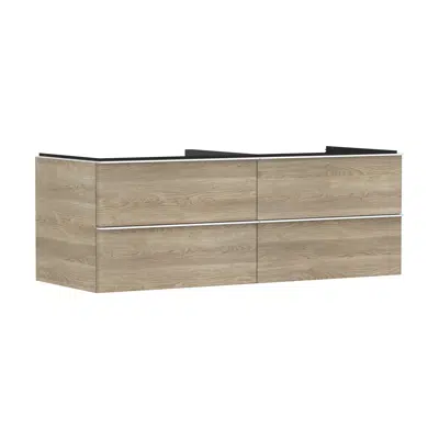 afbeelding voor Xelu Q Vanity unit Natural Oak 1360/550 with 4 drawers for consoles with bowl