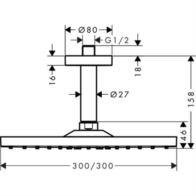 Raindance E Kopfbrause 300 1jet mit Deckenanschluss 26250000