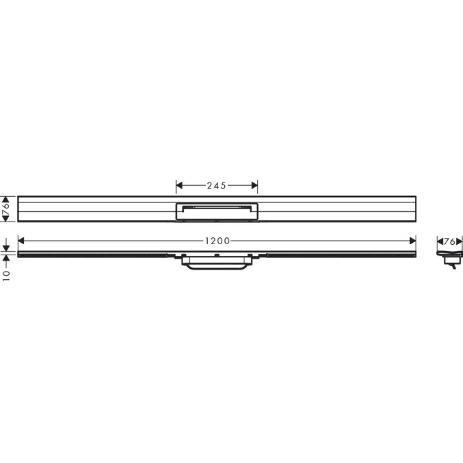 RainDrain Flex Linear shower drain 120 cm cuttable for wall mounting