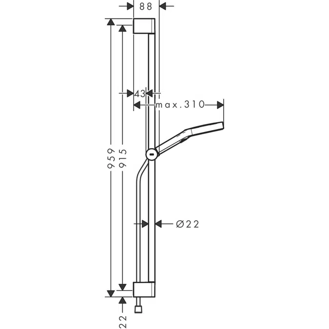 Rainfinity Shower set 130 3jet EcoSmart with shower bar S Puro 90 cm, push slider and Designflex textile shower hose 160 cm