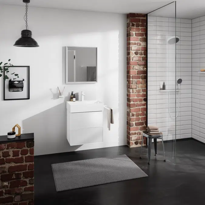 54175XXX Xevolos E Vanity unit Matt White 580/475 with 2 drawers for washbasin