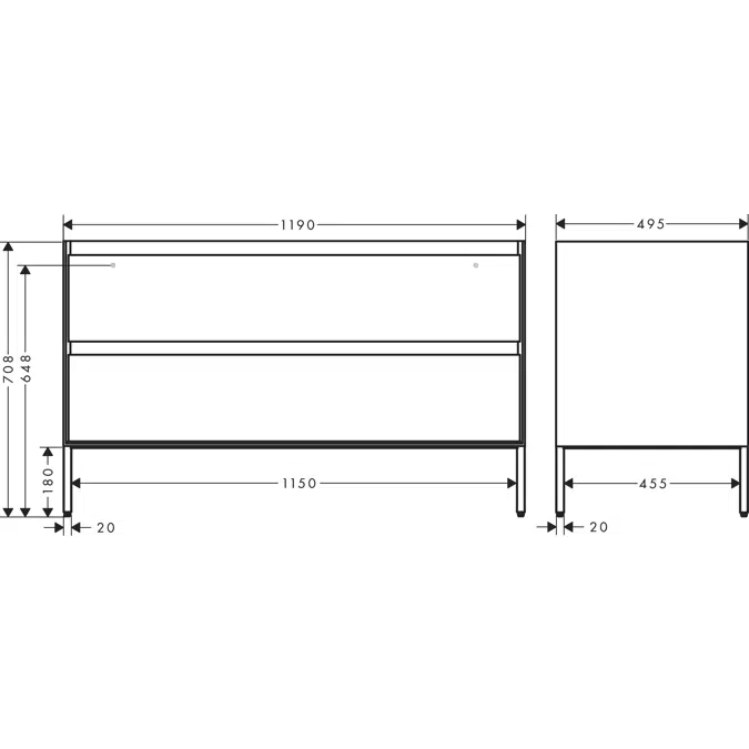 CubeStack Vanity unit for furniture washbasin 1200/500