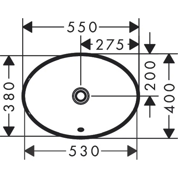 Xuniva D Above counter basin 550/400 without tap hole with overflow