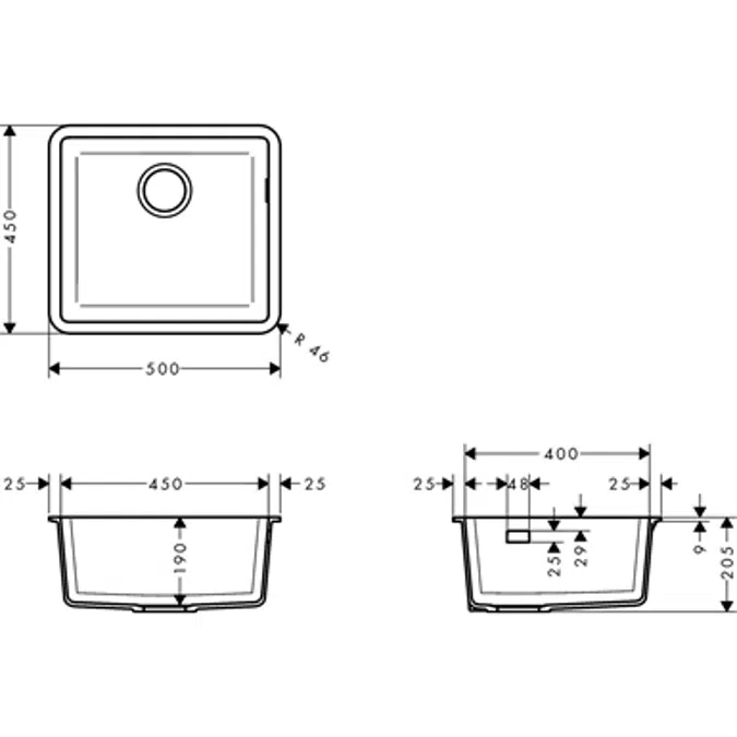 Under-mount sink 450