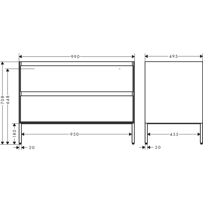 CubeStack Vanity unit for furniture washbasin 1000/500