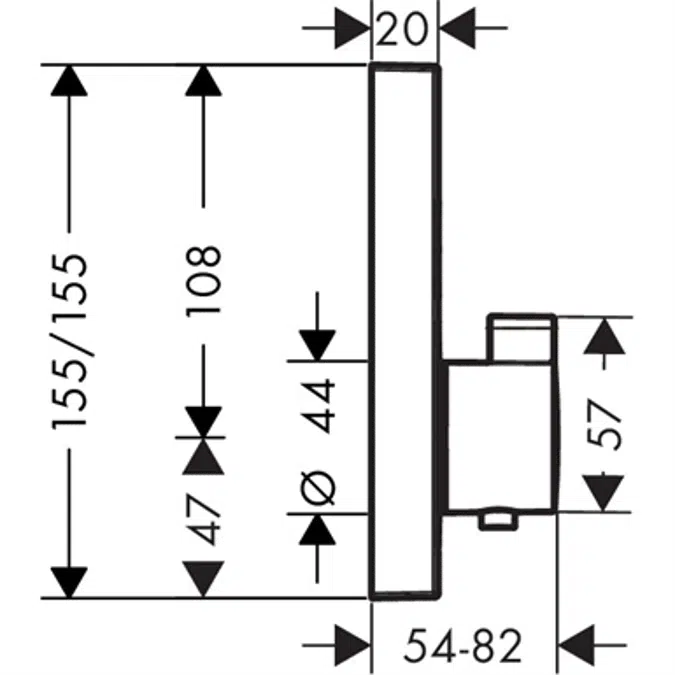 ShowerSelect Thermostat for concealed installation for 2 functions