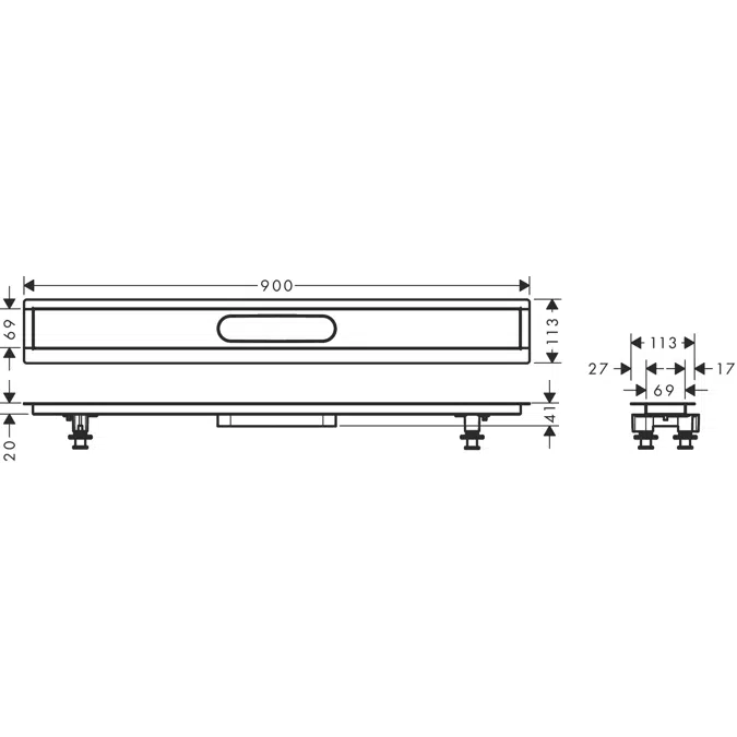 uBox universal Installation set 90 cm for tileable linear shower drains into the floor screed