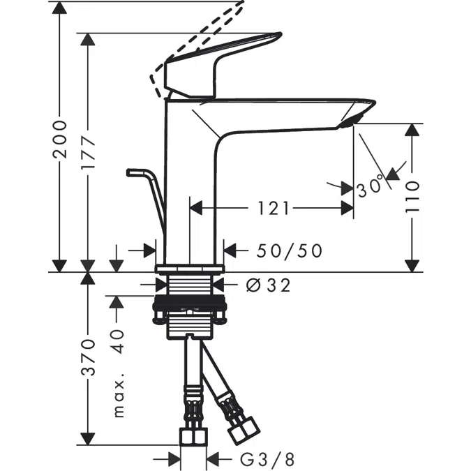 Logis Single lever basin mixer 110 Fine with pop-up waste set