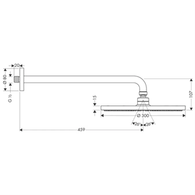 Raindance S Overhead shower 300 1jet with shower arm 46 cm