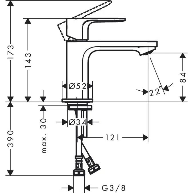 Rebris S Single lever basin mixer 80 CoolStart without waste set
