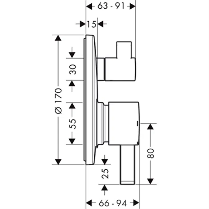 Ecostat Single lever bath mixer S pressure balance for concealed installation